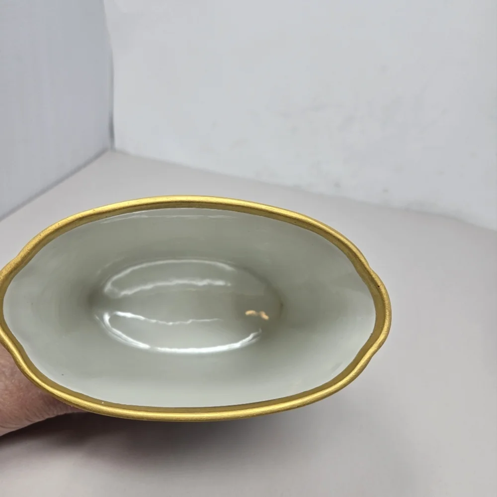 Antique Beauty Limoges Hand-painted Poppy Flower With Gold Accent Cachepot Vase